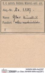 Etiketten zu Glas (NHMW-MIN-Aa2287)